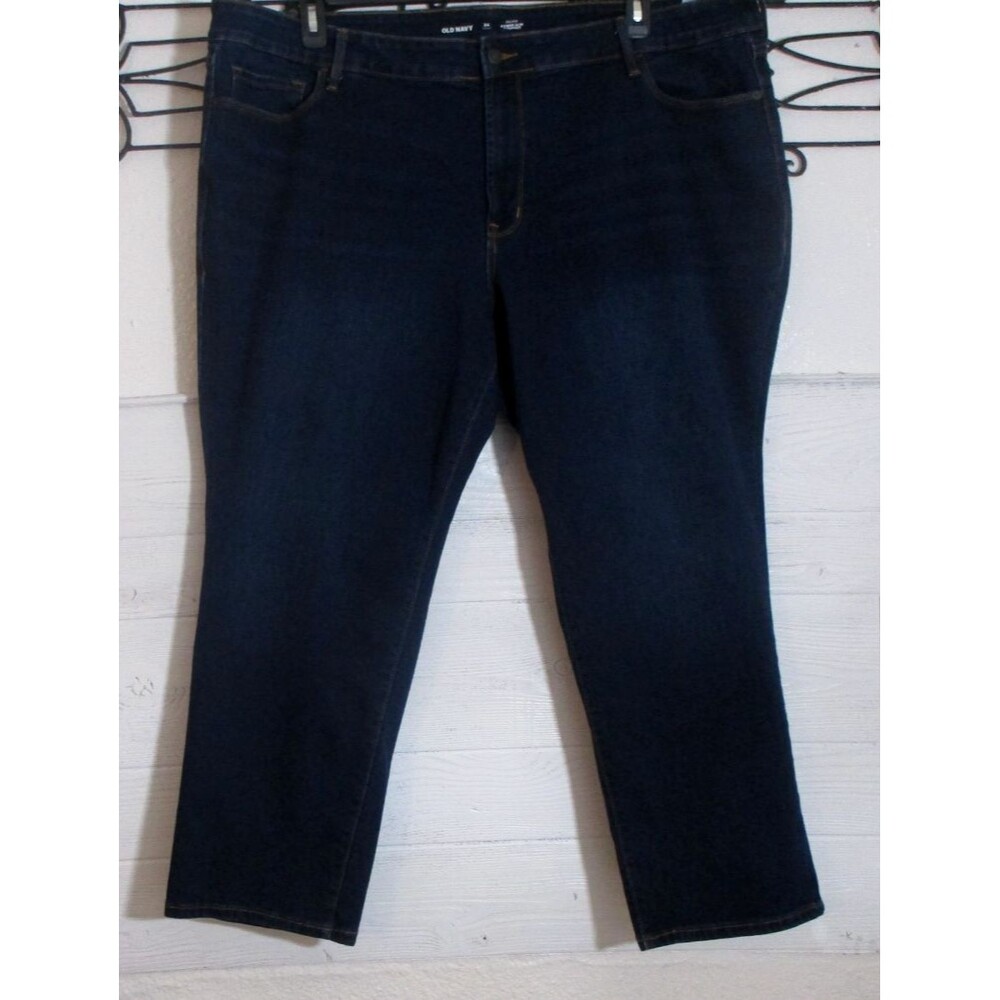 Old Navy Jeans Plus Size 24 Power Slim Straight Leg Mid Rise Blue Stretch